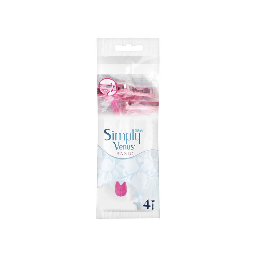 خودتراش زنانه 3 لبه ژیلت مدل Simply Venus BASIC بسته 4 عددی