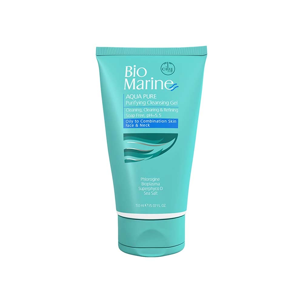 ژل شستشوی صورت بایومارین مدل Aqua pure مناسب پوست های چرب و جوش دار حجم 150 میل