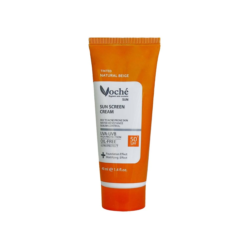 كرم ضد آفتاب بی رنگ voche مناسب پوست چرب و مستعد آكنه SPF 50 حجم 40 میلی لیتر