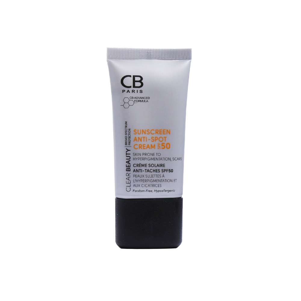 کرم ضد آفتاب spf 50 بی رنگ سی بی مدل ANTI-SPOT مناسب انواع پوست حجم 40 میل