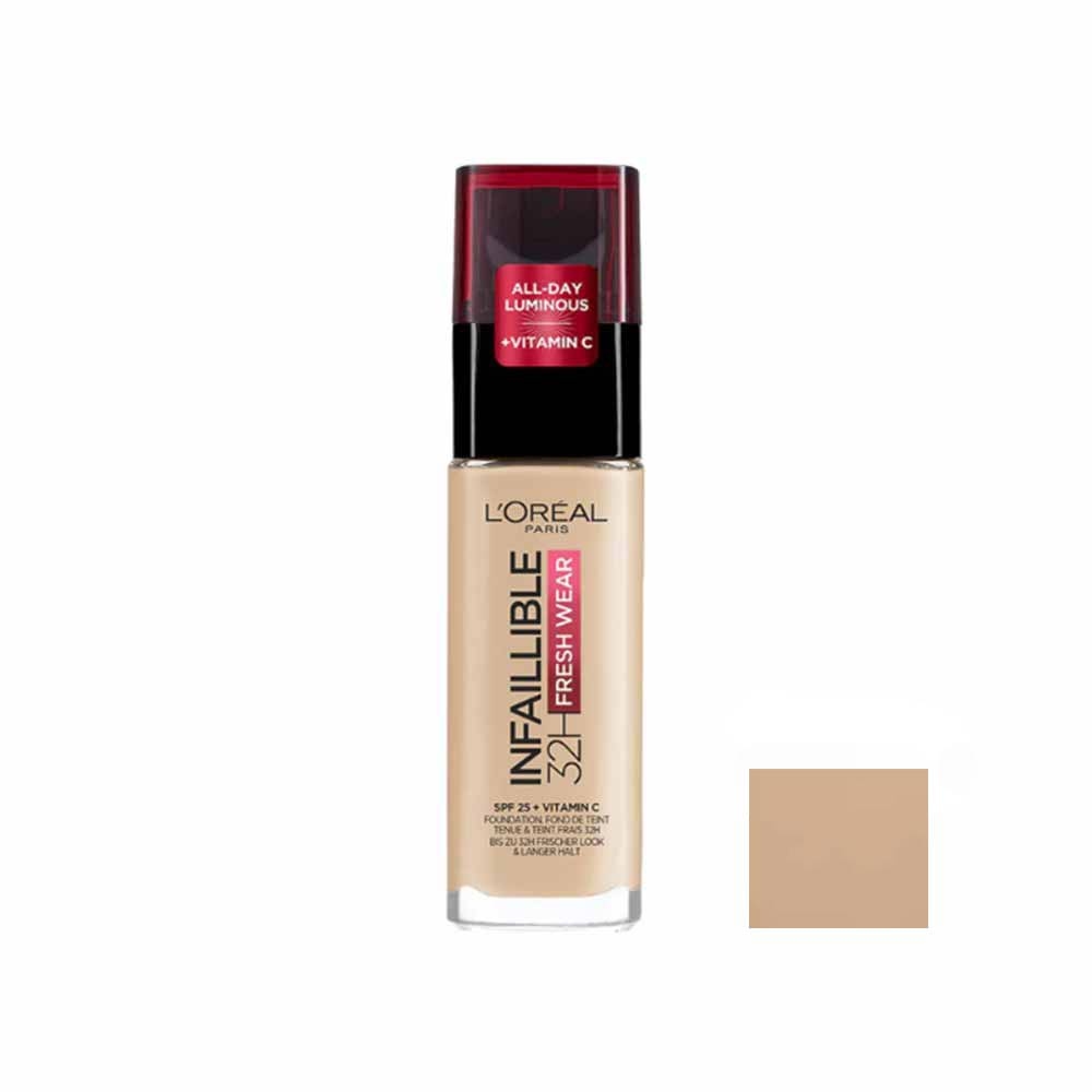 کرم پودر 32 ساعته spf 25 لورآل مدل INFALLIBLE FRESH WEAR شماره 120_ وانیلی طلایی حجم 30 میل