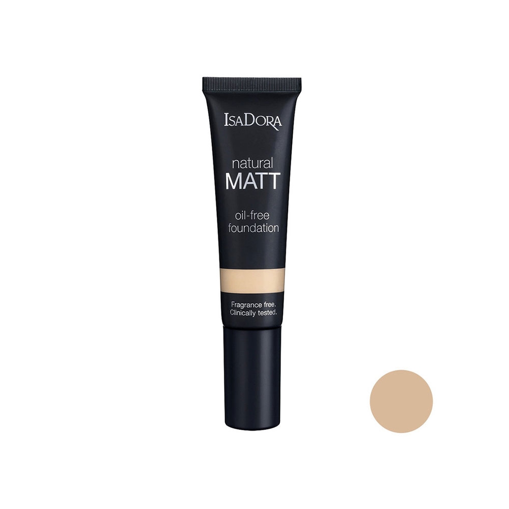 کرم پودر فاقد چربی ایزادورا مدل natural MATT شماره 10 رنگ بژ طبیعی مناسب انواع پوست حجم 30 میل