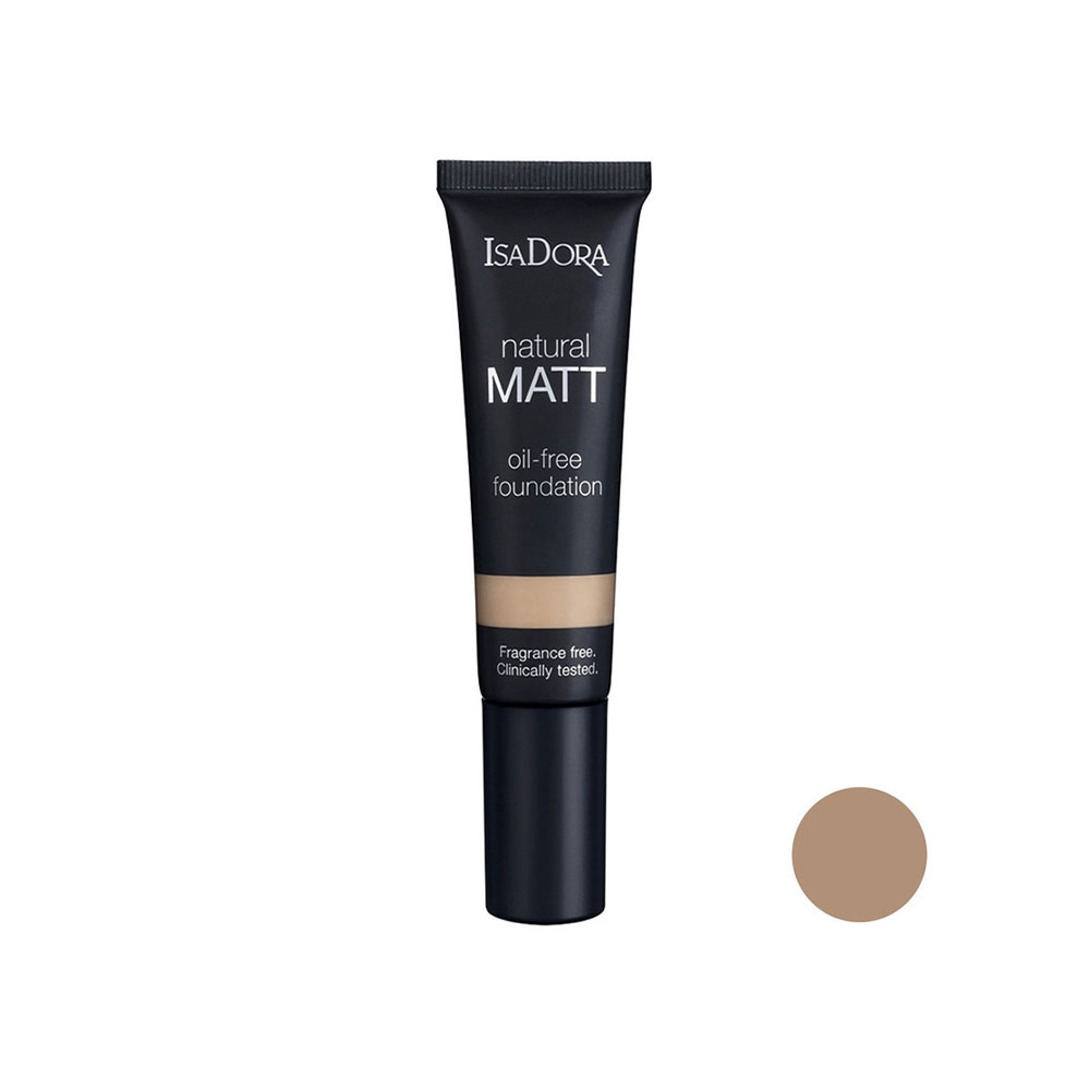 کرم پودر فاقد چربی ایزادورا مدل natural MATT شماره 16 رنگ بژ کاراملی مناسب انواع پوست حجم 30 میل