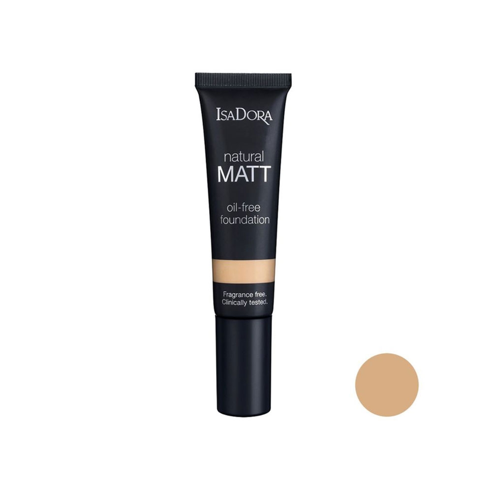 کرم پودر فاقد چربی ایزادورا مدل natural MATT شماره 12 رنگ بژ شنی مناسب انواع پوست حجم 30 میل