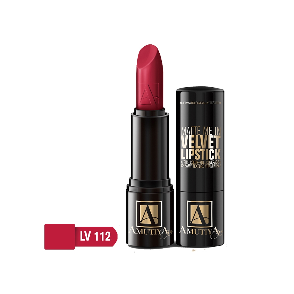 رژ لب جامد مات آموتیا مدل VELVET شماره LV112 رنگ IMPERIAL وزن 6 گرم