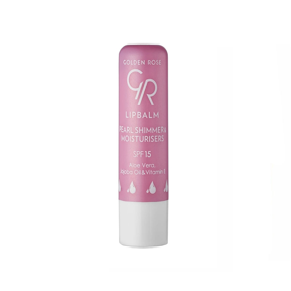 بالم لب استیکی آبرسان و براق کننده spf 15 گلدن رز مدل Pearl Shimmer &#038; Moisturizers حجم 5 میل