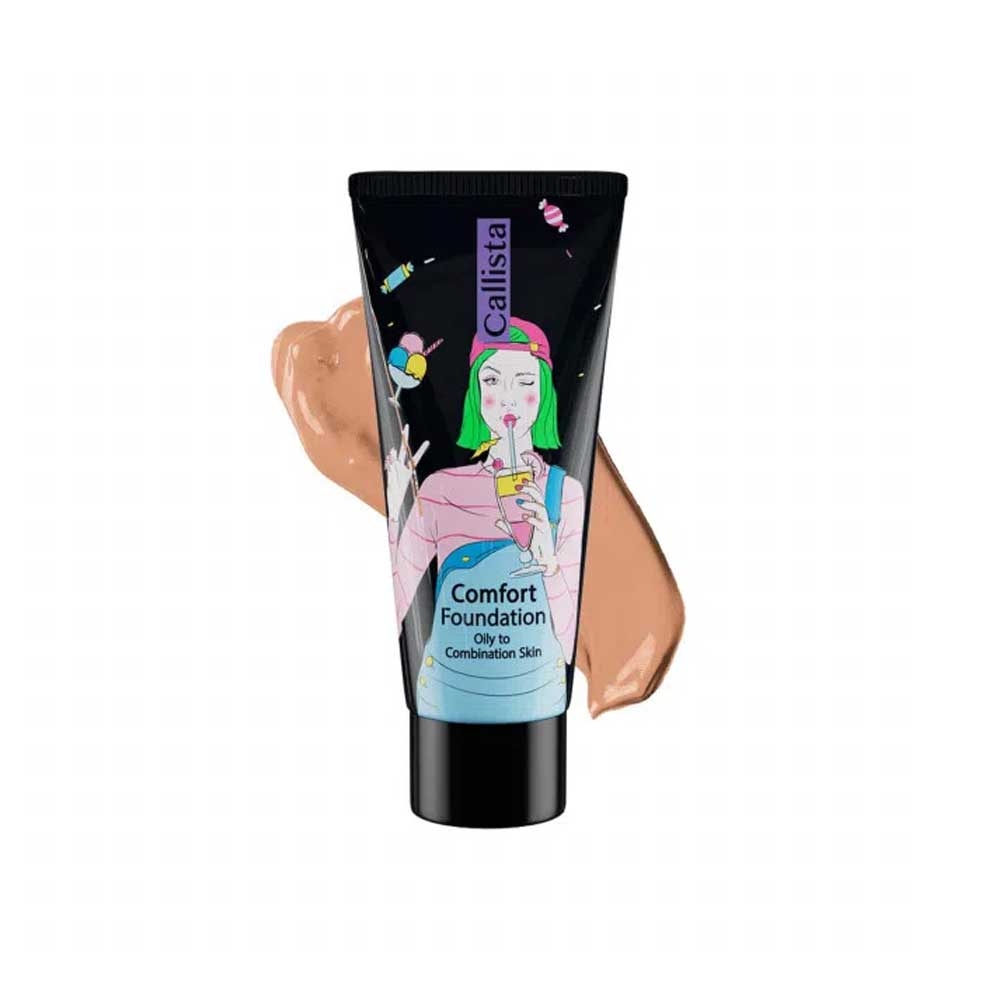 کرم پودر تیوپی فاقد چربی کالیستا مدل Comfort شماره L04 رنگ بژ طبیعی مناسب پوست مختلط و چرب حجم 35 میل