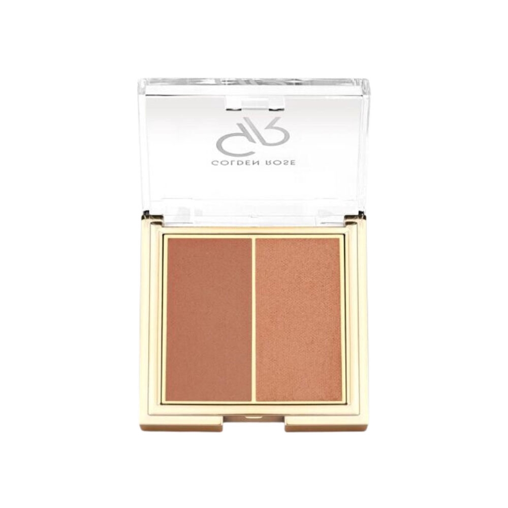 پالت رژ گونه دو رنگ گلدن رز مدل ICONIC DUO شماره 05 رنگ WARM PEARL وزن 3 گرم