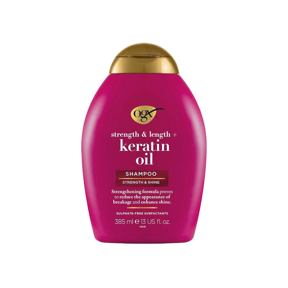 شام‍پو براق کننده بدون سولفات او جی ایکس مدل keratin oil حجم 385 میل