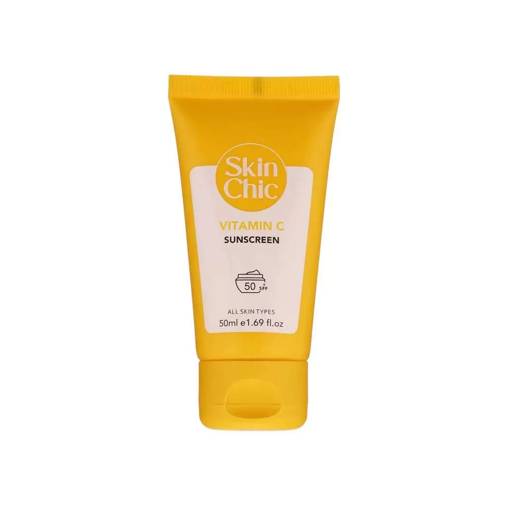 ضد آفتاب بدون رنگ SPF 50 اسکین شیک حاوی Vitamin C مناسب انواع پوست حجم 50 میل
