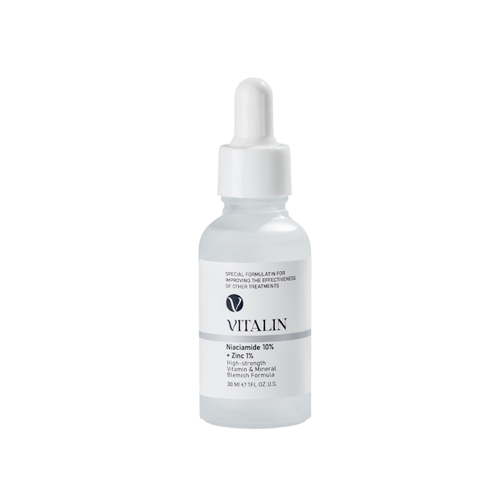 سرم ضد جوش ویتالین مدل Niacinamide %10 + Zinc 1% حاوی نیاسینامید 10 درصد و روی 1 درصد حجم 30 میل