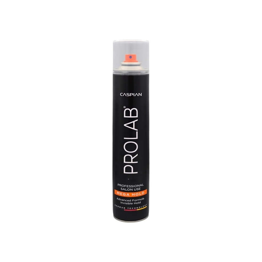 اسپری مو فوق قوی کاسپین سری PROLAB | پرولب مشکی مدل MEGA HOLD | مگا هلد حجم 500 میل
