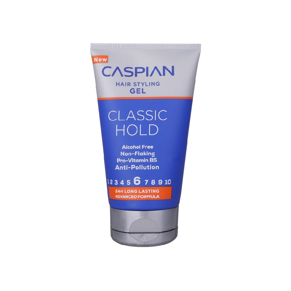 ژل موی قوی بدون الکل کاسپین مدل CLASSIC HOLD | کلاسیک هلد شماره 6 حاوی پرو ویتامین B5 حجم 150 میل