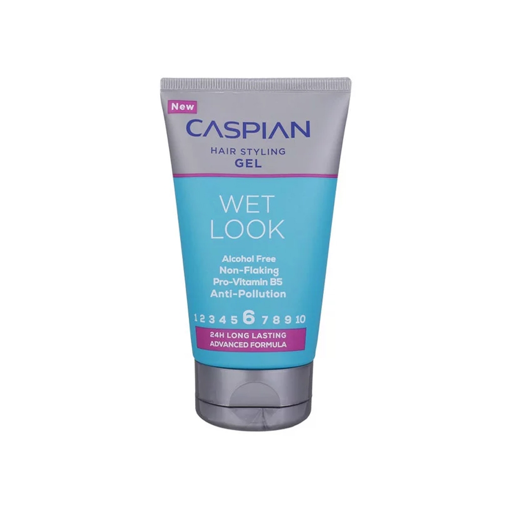 ژل موی خیس بدون الکل کاسپین مدل WET LOOK | ویت لوک شماره 6 حاوی پرو ویتامین B5 حجم 150 میل