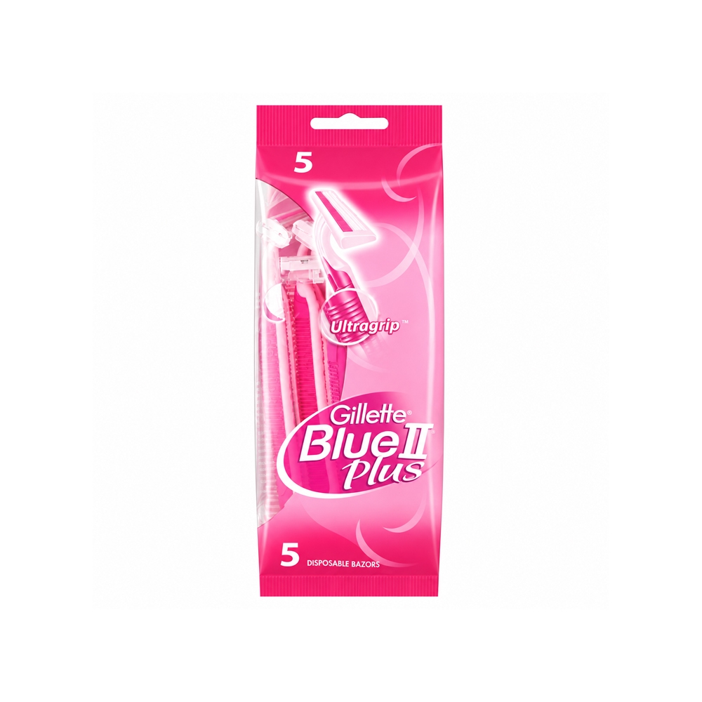 خودتراش دو لبه یکبار مصرف زنانه ژیلت مدل Blue II PLUS بسته 5 عددی