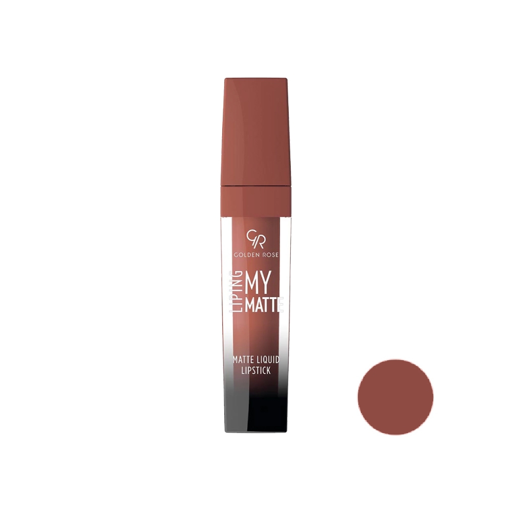 لاک لب مات گلدن رز مدل MY MATTE LIP INK شماره 22 رنگ قهوه‌ای مسی تیره حجم 5 میل