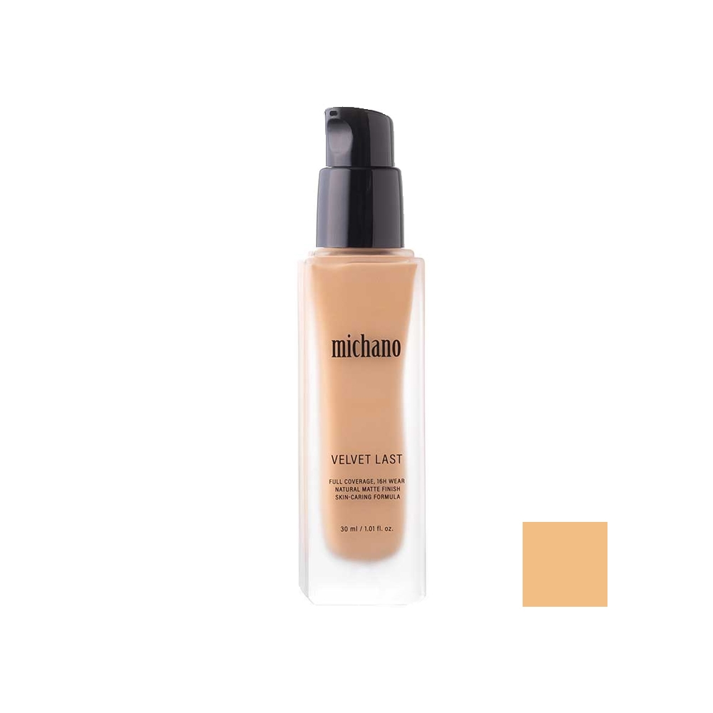 کرم پودر مات میچانو مدل VELVET LAST شماره MF-02 رنگ VANILLA BEIGE حجم 30 میل