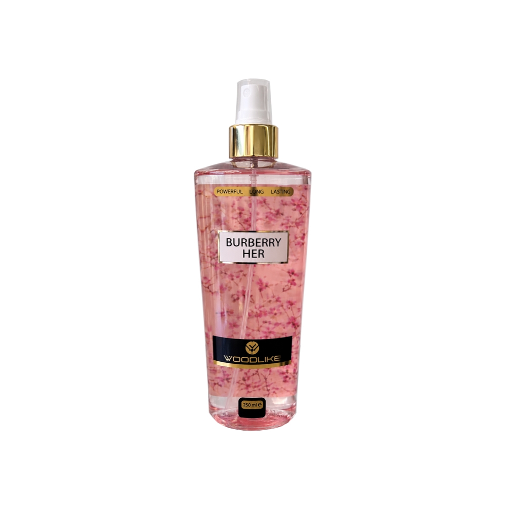 بادی اسپلش زنانه وودلایک مدل BURBERRY HER رایحه باربری هر حجم 250 میل