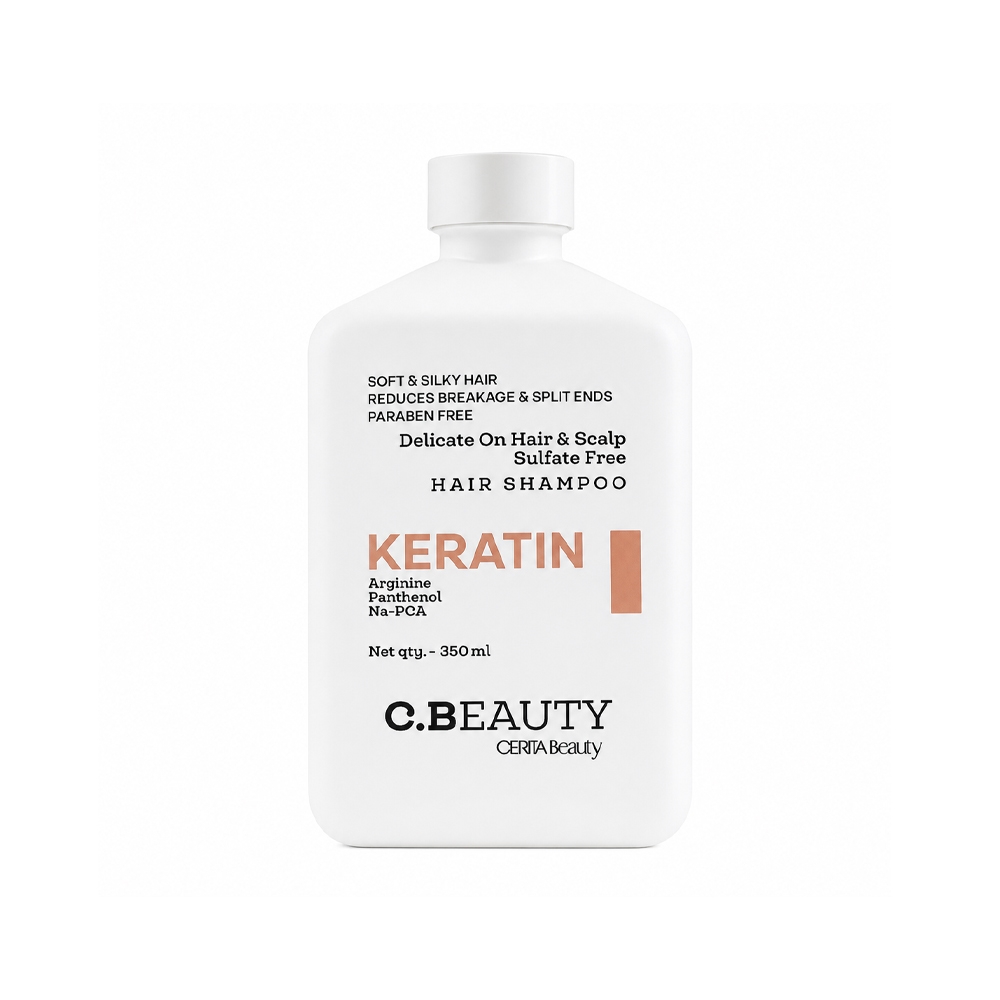 شامپو فاقد سولفات سریتا بیوتی مدل KERATIN حاوی کراتین و آرژنین مناسب پوست سر حساس حجم ۳۵۰ میل