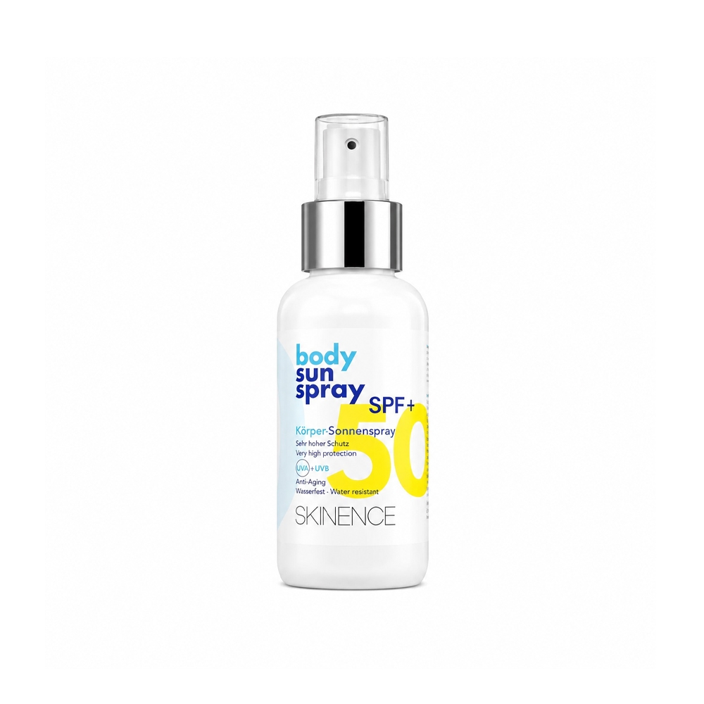 اسپری ضد آفتاب و ضد پیری بدن اسکیننس SPF50+ حاوی آلوورا حجم 100 میل