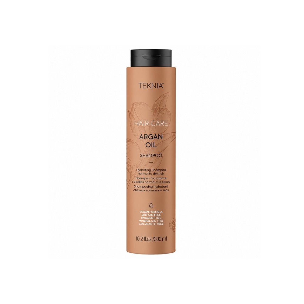 شامپو تکنیا لاکمه مدل Argan Oil حاوی روغن هسته آرگان مناسب انواع مو حجم 300 میل