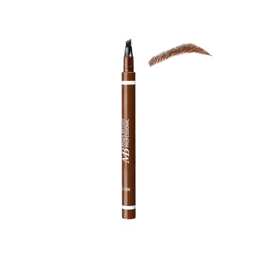 قلم هاشور ابرو 24 ساعته مایا براون مدل BROW DEFINER شماره 128 رنگ قهوه ای تیره