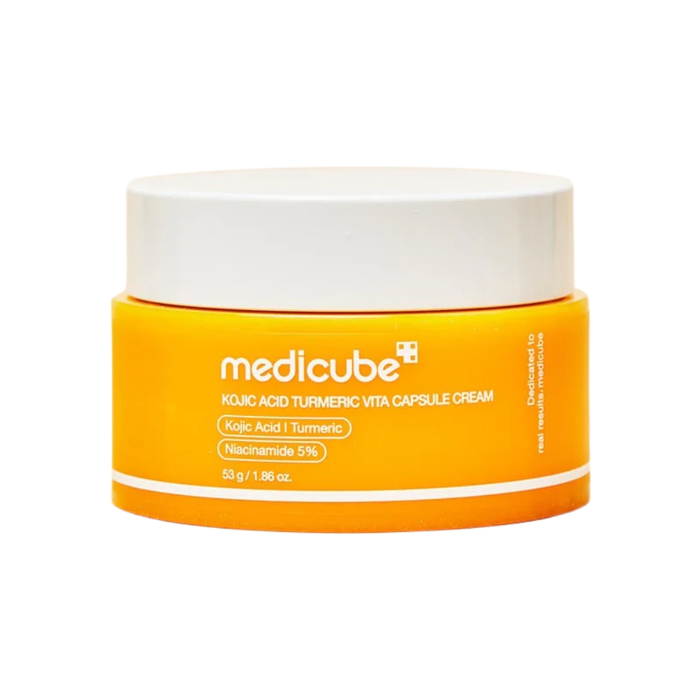 کرم کپسولی روشن کننده مدی کیوب مدل KOJIC ACID TURMERIC حاوی کوجیک اسید و ویتامین C وزن ۵۳ گرم