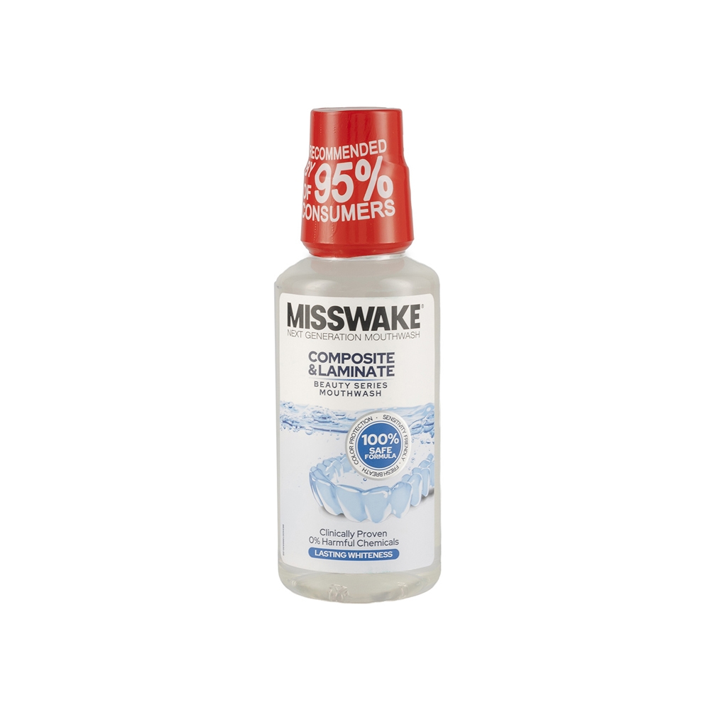 دهان شویه میسویک مدل COMPOSITE & LAMINATE حاوی زایلیتول مناسب دندانهای لمینت و کامپوزیت حجم 400 میل