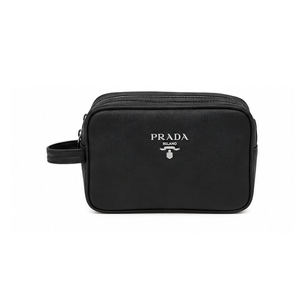 کیف آرایش مستطیلی صندوقی مدل PRADA با سه زیپ