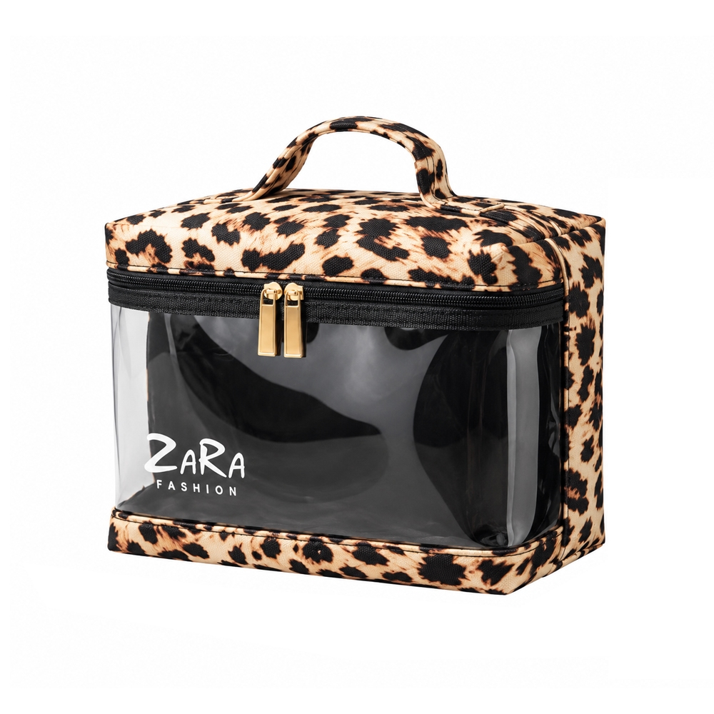 کیف آرایشی دسته دار مدل ZARA طلق دار