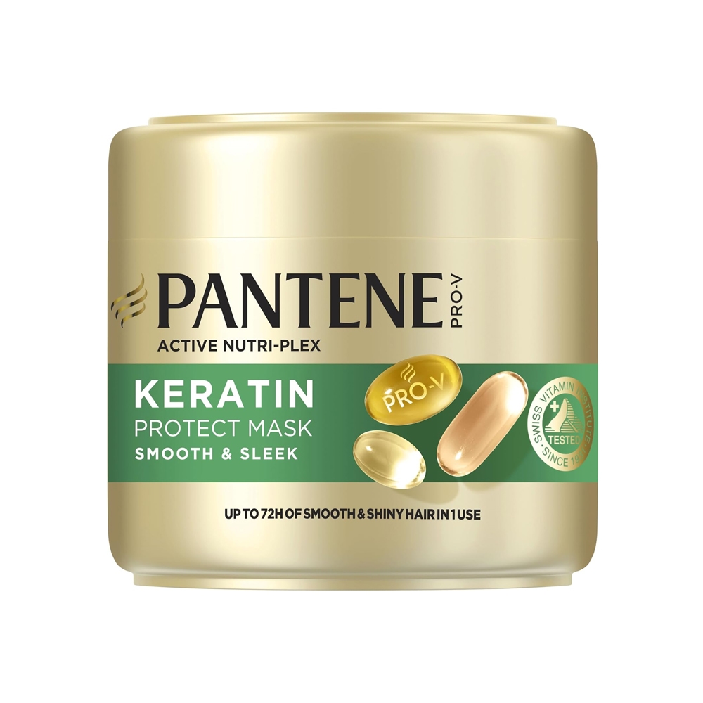 ماسک مو داخل حمام صاف و نرم کننده پنتن سری Pro-V مدل KERATIN حاوی فناوری فعال Nutri-Plex مناسب موهای وز و خشک حجم 300 میل