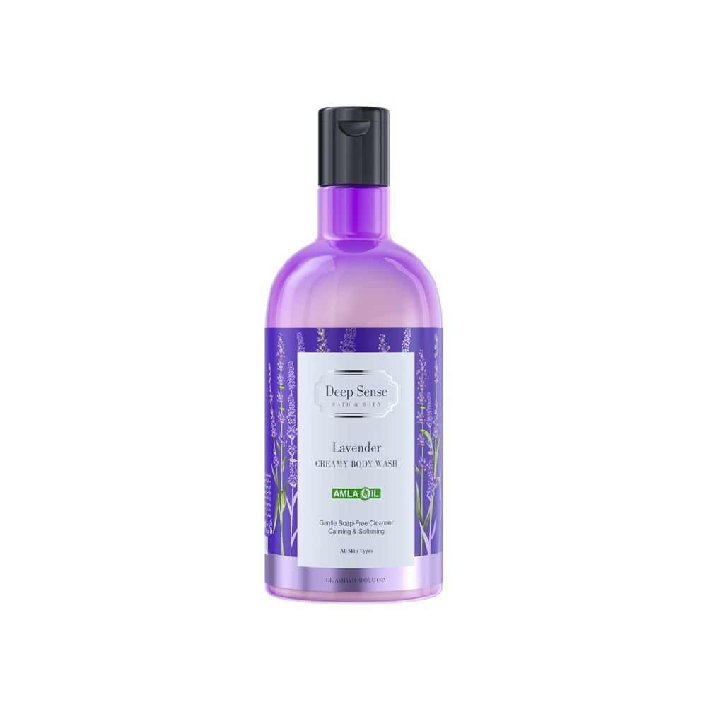 شامپو بدن کرمی دیپ سنس سری AMLA OIL مدل Lavender حاوی عصاره اسطوخودوس مناسب انواع پوست حجم 400 میل