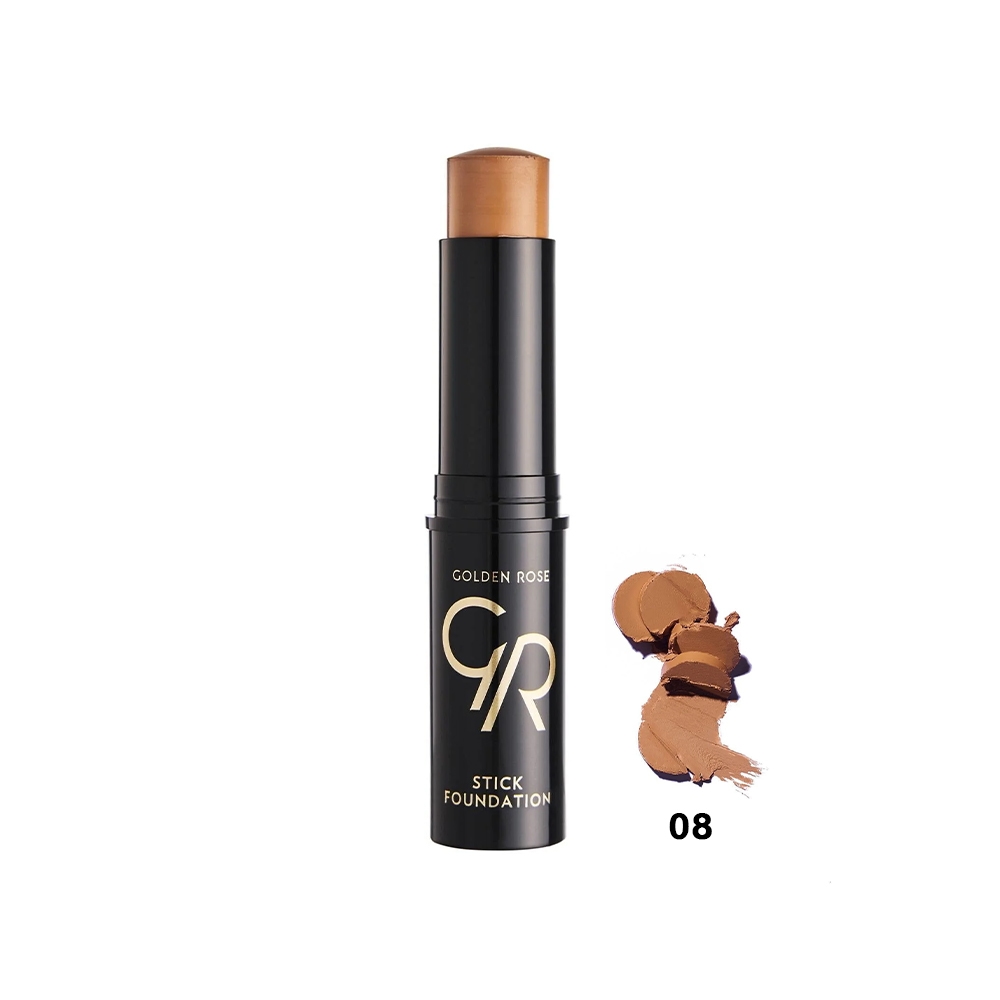 كرم پودر استيكی گلدن رز مدل STICK FOUNDATION شماره 08 رنگ بژ کاراملی وزن 11 گرم