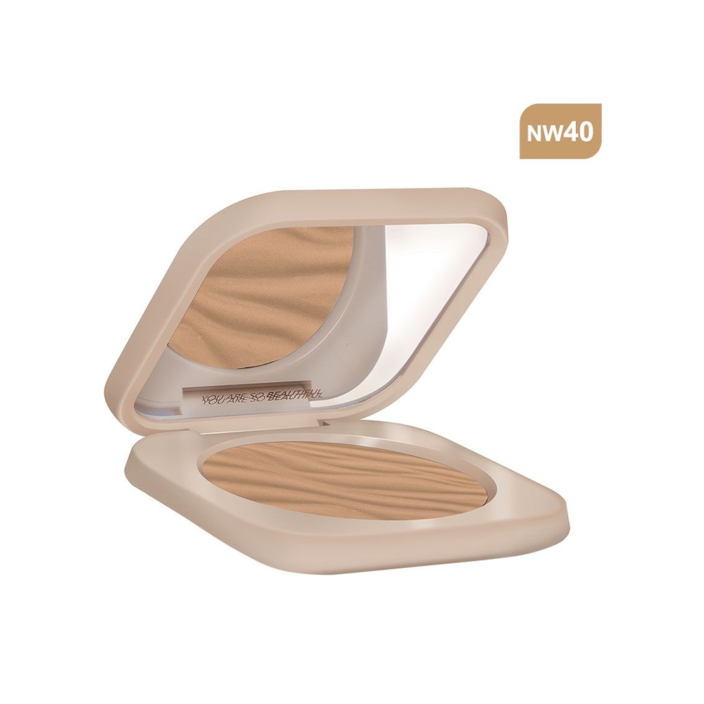 پنکک دو کاره فلور بیوتی مدل LIMITLESS WEAR 2-WAY شماره NW40 رنگ SANDY BROWN بژ شنی متوسط وزن 12 گرم