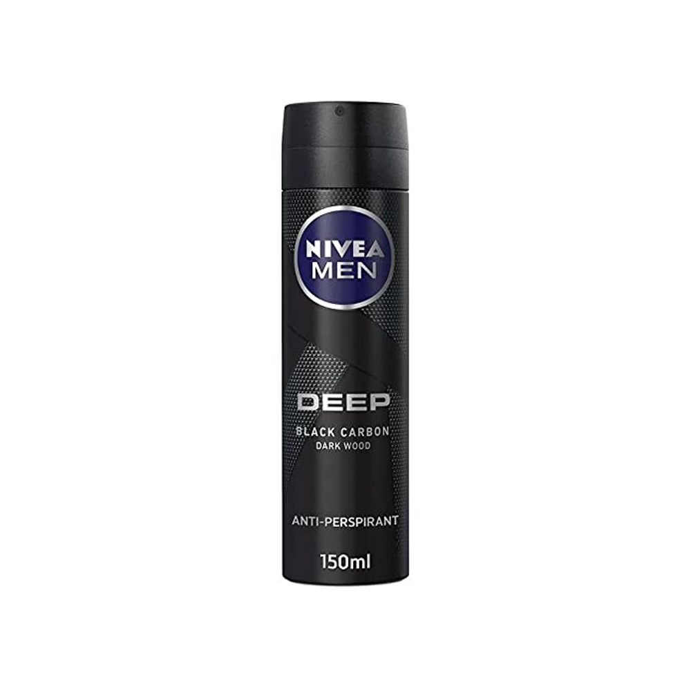 اسپری ضد تعريق ۴۸ ساعته مردانه نيوآ سریDEEP مدل BLACK CARBON رايحه DARK WOOD حجم ۱۵۰ میل
