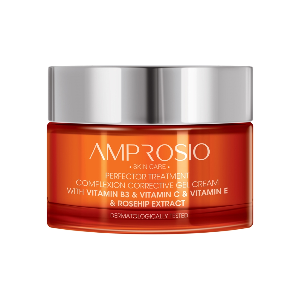 ژل کرم ضد لک و روشن کننده پوست بیرنگ آمپروسیو سری Perfector Treatment مدل Complexion Corrective حاوی ویتامین B3، C، E و عصاره رز مناسب انواع پوست حجم 50 گرم