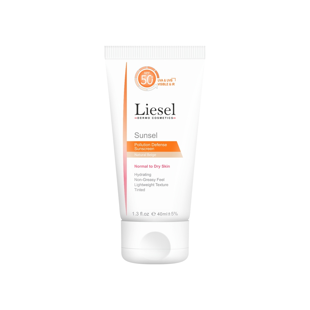 کرم ضد آفتاب رنگی لایسل مدل SUNSEL رنگ Natural Beige مناسب پوست نرمال تا خشک حجم 40 میل