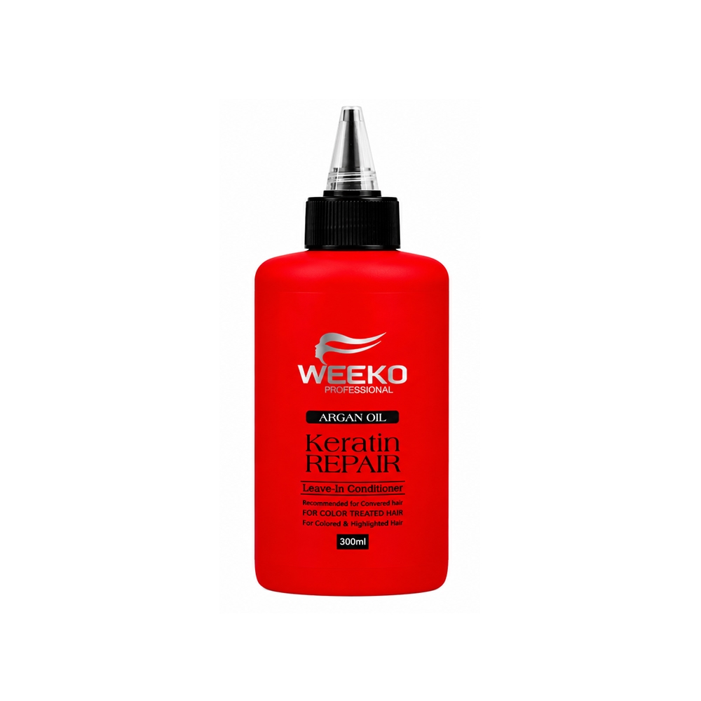 کرم مو موشکی تقویت کننده ویکو مدل KERATIN REPAIR حاوی روﻏﻦ آرﮔﺎن و کراتین مناسب ﻣﻮﻫﺎی رﻧﮓ و ﻫﺎﯾﻼﯾﺖ ﺷﺪه با بدنه قرمز حجم ۳۰۰ میل