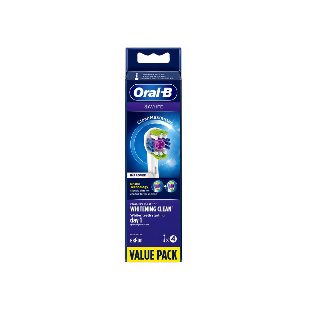 سری یدک مسواک برقی اورال بی سری Clean Maximiser مدل 3D WHITE بسته 4 عددی