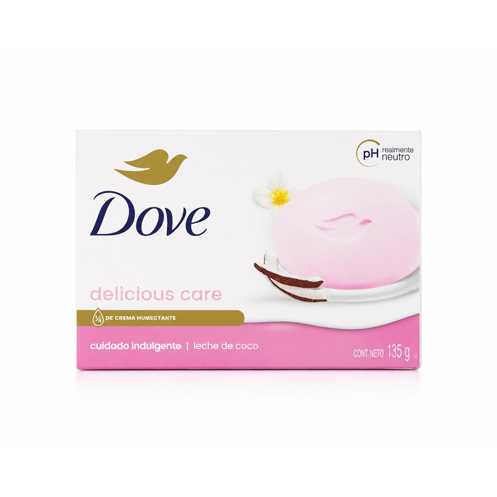 صابون کرمی مرطوبکننده صورت و بدن داو مدل delicious care حاوی عصاره نارگیل مناسب برای انواع پوست وزن 135 گرم