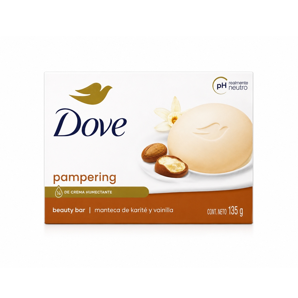صابون کرمی لطافتبخش صورت و بدن داو مدل pampering حاوی عصاره شی باتر مناسب برای انواع پوست وزن 135 گرم