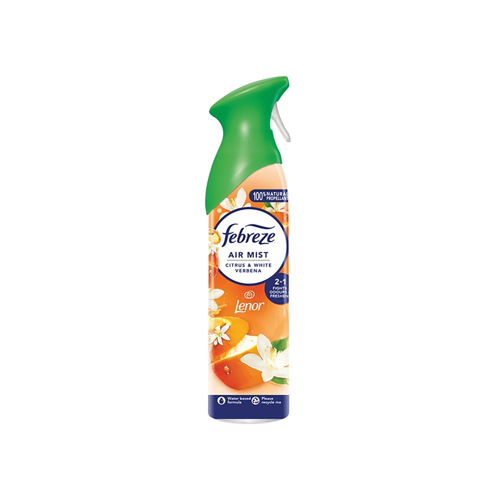 اسپری خوشبو کننده هوا فبرز سری AIR MIST مدل CITRUS & WHITE VERBENA رایحه مرکبات و گل شاه پسند سفید حجم 185 میل