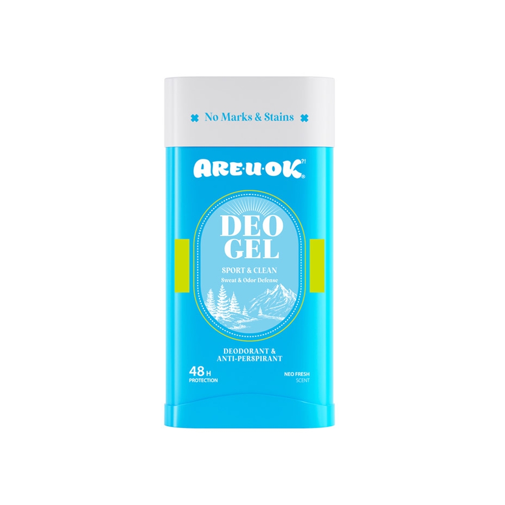 کرم ژل ضد تعرق مردانه 48 ساعته آریواکی سری DEO GEL مدل SPORT & CLEAN بدنه آبی آسمانی حجم 75 میل
