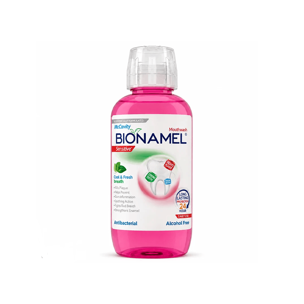 دهانشویه ضد پوسیدگی بایونمل مدل ANTI CAVITY بدون الکل با طعم نعنا مناسب لثه و دندان حساس حجم 500 میل