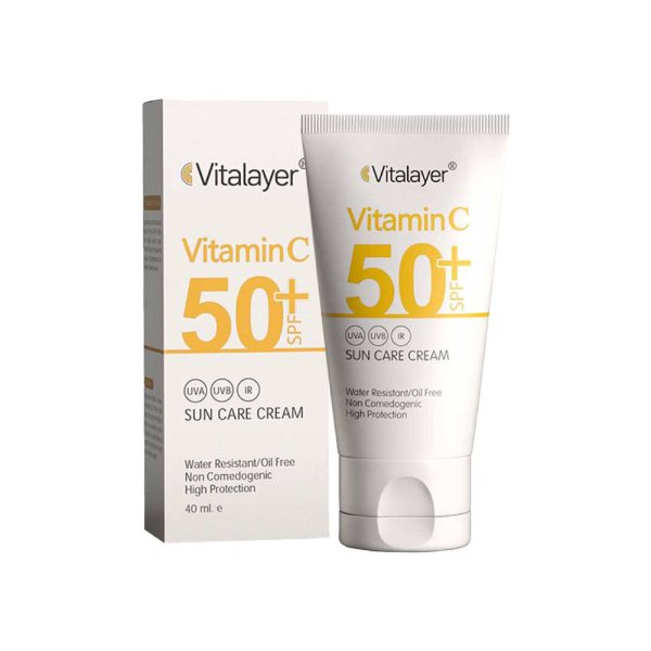 کرم ضد آفتاب بی رنگ SPF50+ حاوی ویتامین C ویتالایر 40 میل