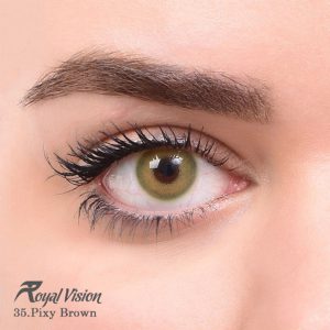 لنز چشم رويال ويژن مدل دايلی شماره 35 - Pixy Brown سبز عسلی هاله دار