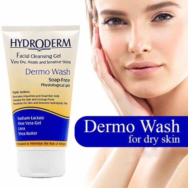 ژل شستشوی صورت هیدرودرم مدل Dermo Wash مناسب پوست خشک،اگزمایی و حساس حجم 150 میل