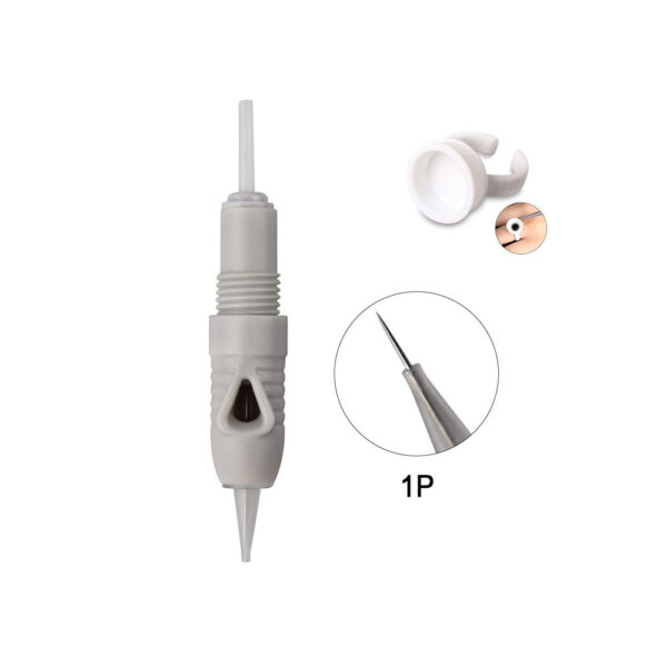 سوزن تتو ابرو مناسب دستگاه کارتریج پیچی مدل تک سر گرد 1P همراه با تشتک