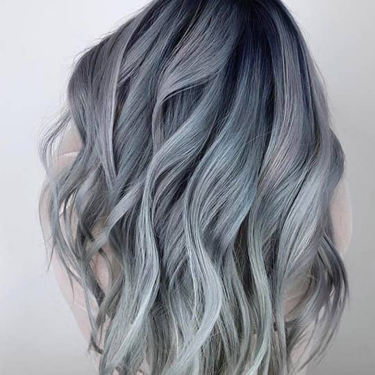رنگ موی دودی خاکستری آبی