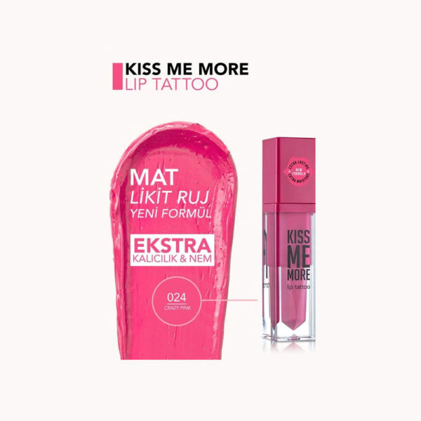 رژ لب مایع فلورمار مدل KISS ME MORE شماره 024 رنگ Crazy Pink حجم 3.8 میل